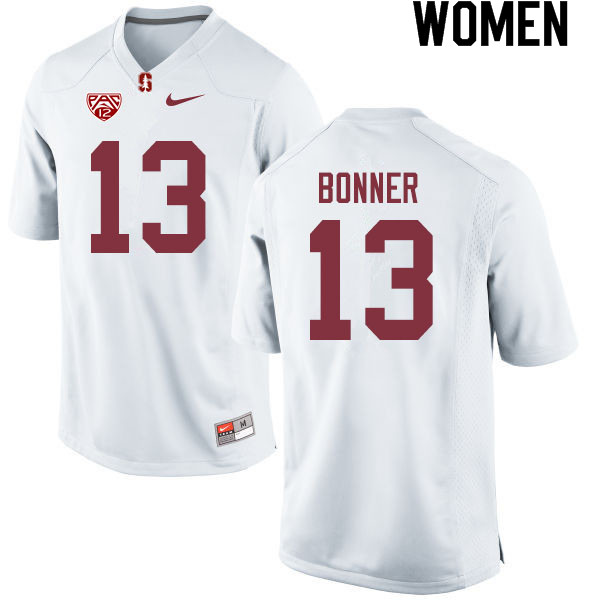 Women #13 Ethan Bonner Stanford Cardinal College Football Jerseys Sale-White